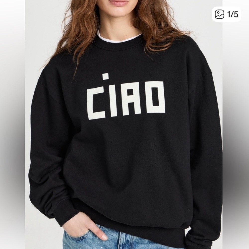 Clare V size Small Black 'Ciao' Graphic Sweater